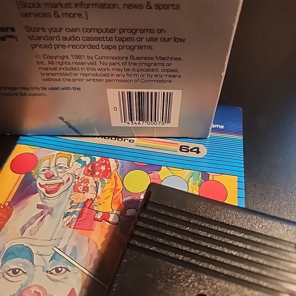 CLOWNS Commodore 64 Cartridge CIB Complete In Box W Manual